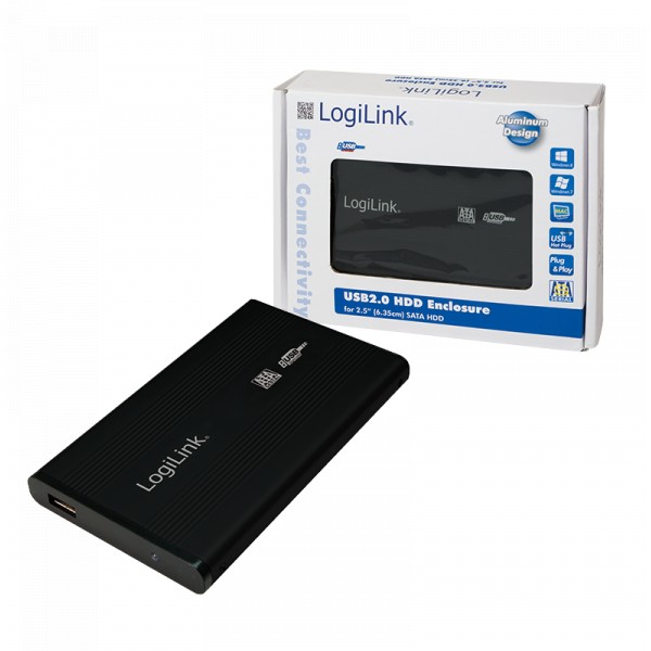 LogiLink Ulkoinen 2.5" SATA kovalevykotelo, USB 2.0, musta LogiLink Ulkoinen 2.5" SATA kovalevykotelo, USB 2.0, musta